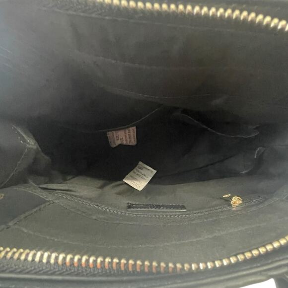 Badgley Mischka Black Quilted Tote Bag Small Vegan Leather Front Lock Crossbody - Picture 6 of 8